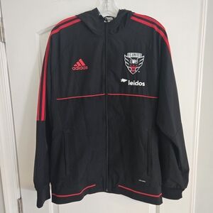 Adidas DC United MLS Full‎ Zip Hoodie Jacket Black Red Climalite Men's Large